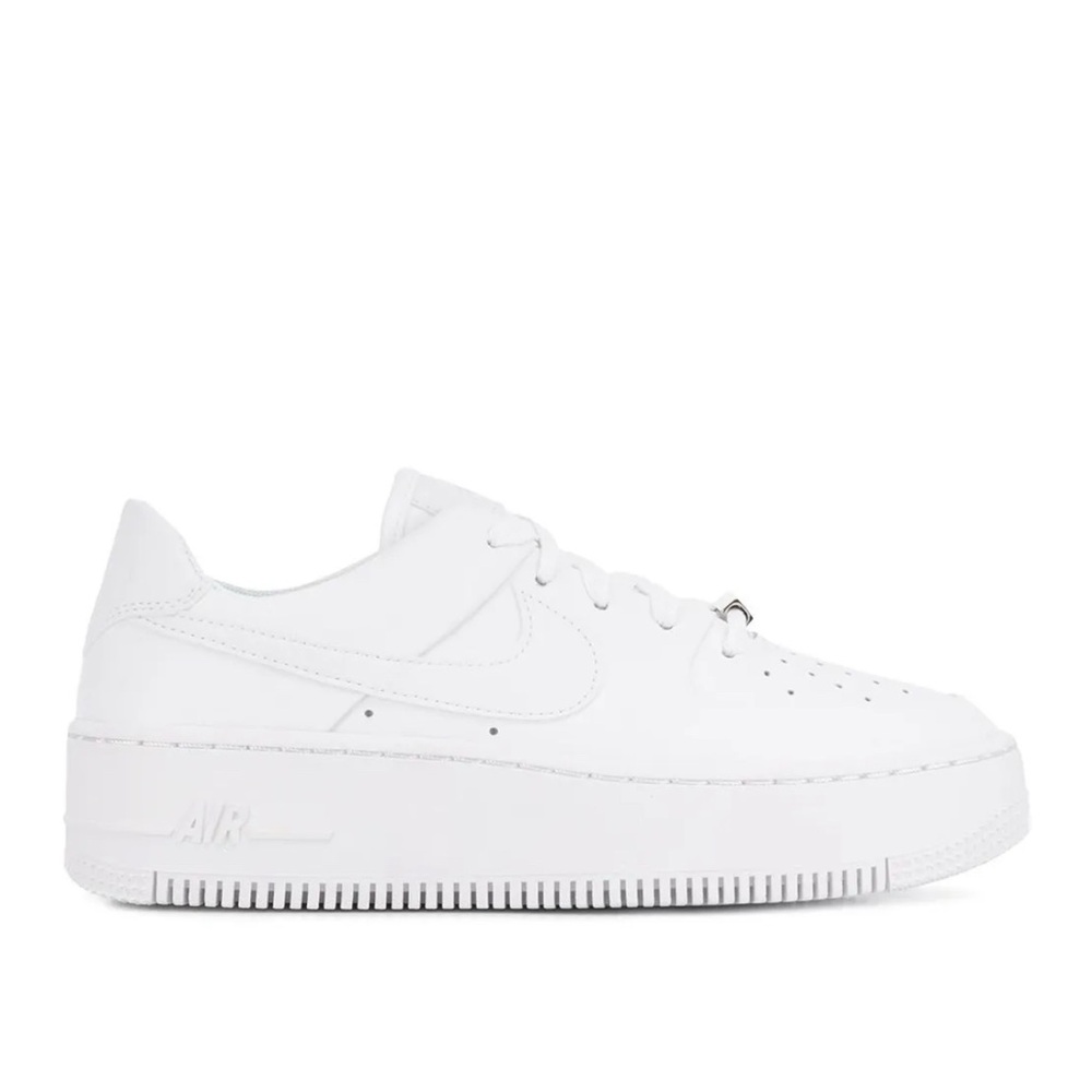Nike Air Force 1 Sage Low White Leather Sneakers - Picture 6 of 7